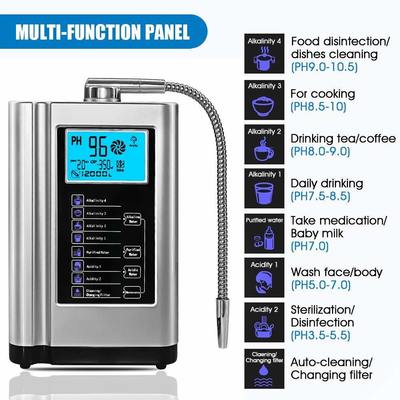 Máquina ionizadora de agua de hidrógeno profesional con pantalla LCD de 3,5 pulgadas 1-4L / min de caudal y 150W de potencia para uso doméstico y comercial